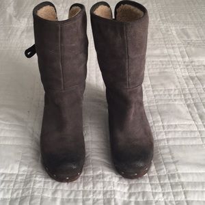 Grey suede ugg clog boots